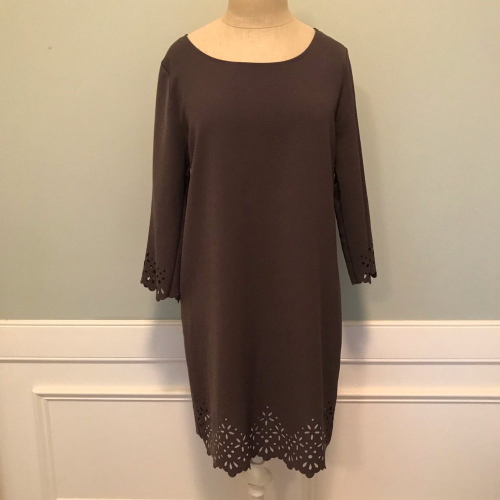 Everly Olive Green 3/4 Length Sleeve Dress
